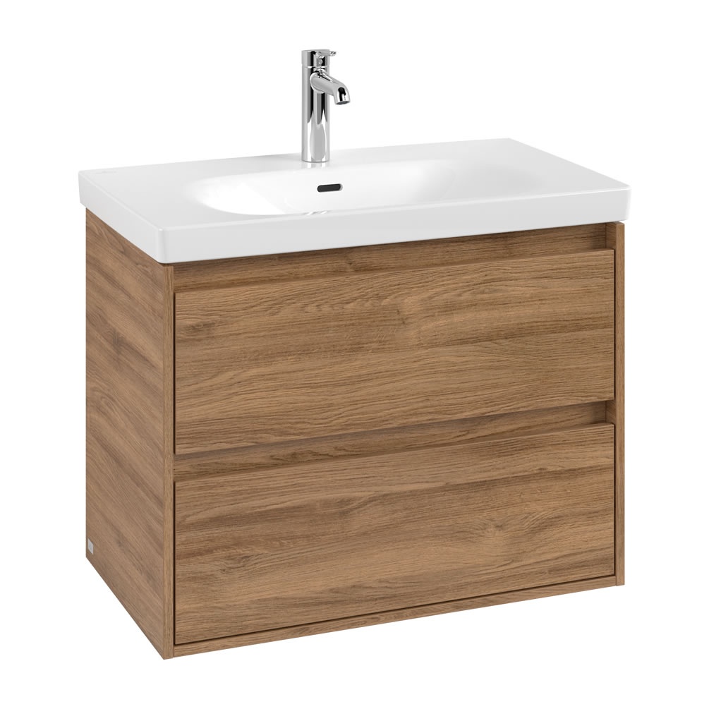 Cutout image of Villeroy & Boch Skyla Kansas Oak 800mm Two-Drawer Vanity Unit